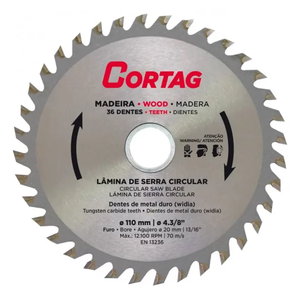 DISCO MADEIRA CORTAG 36 DENTES 110MM PEQUENO